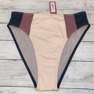 Xhilaration Bikini Bottom Womens XL Gray Color Block High Waist Swim NEW XL